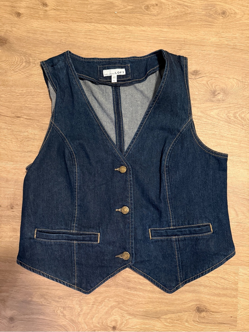 LOFT Dark Blue Denim Jacket with Contrast Stitching